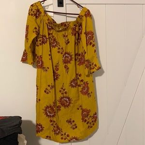 Yellow with flowers off the shoulder summer dress